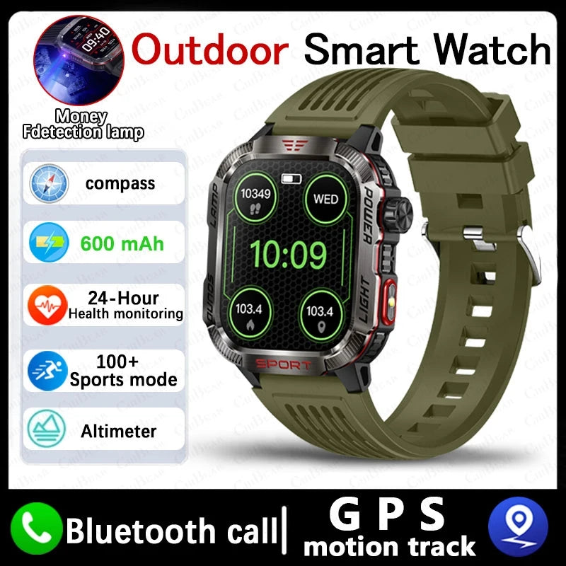New Military GPS Smart Watch Men Flashlight Compass Waterproof