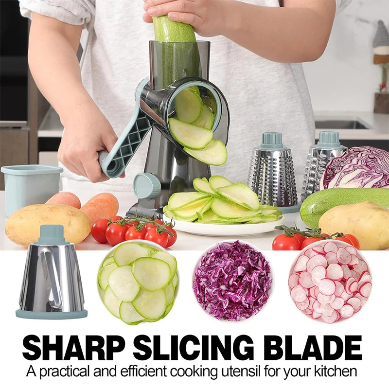LMETJMA 3 in 1 Rotary Cheese Grater Versatile Manual Vegetable
