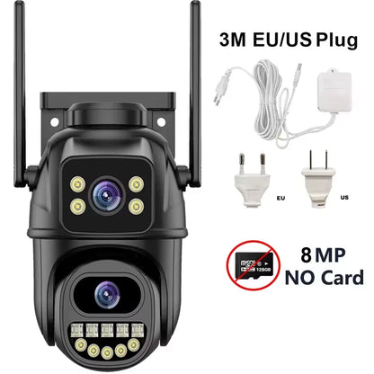 4K 8MP Security Camera 5X Zoom Dual Lens Dual Screen Outdoor WiFi Home Protection 6MP IP PTZ CCTV Video Surveillance Camera
