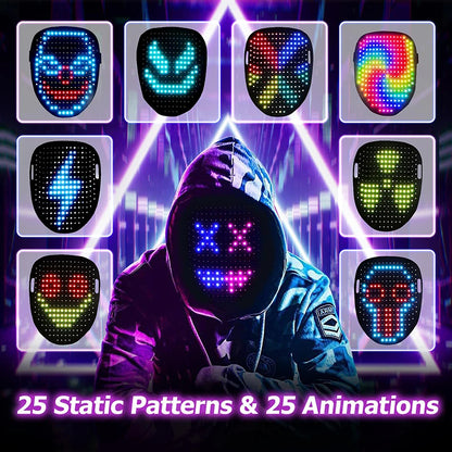 LED Mask with Gesture Sensing Light up Face Transforming