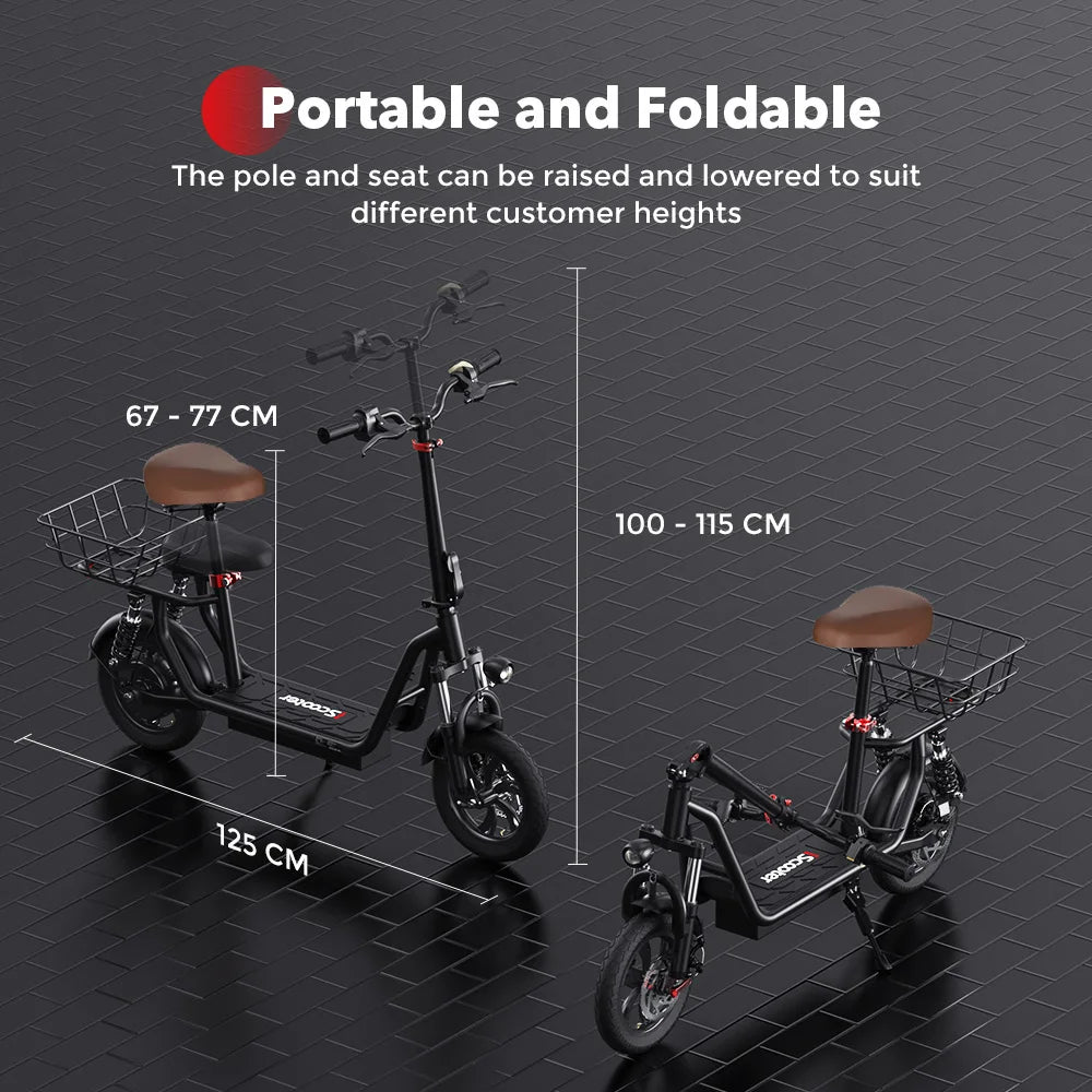 iScooter i12 Electric Scooter With seat And basket 12 Inch 500W
