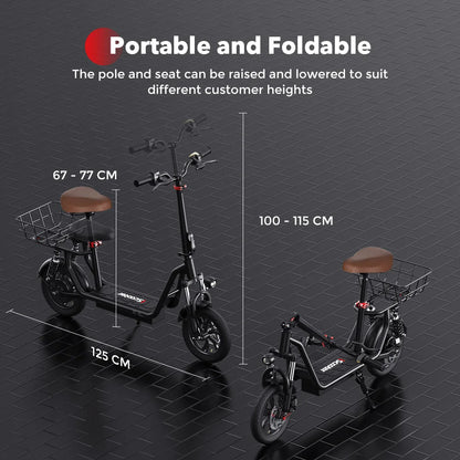 iScooter i12 Electric Scooter With seat And basket 12 Inch 500W