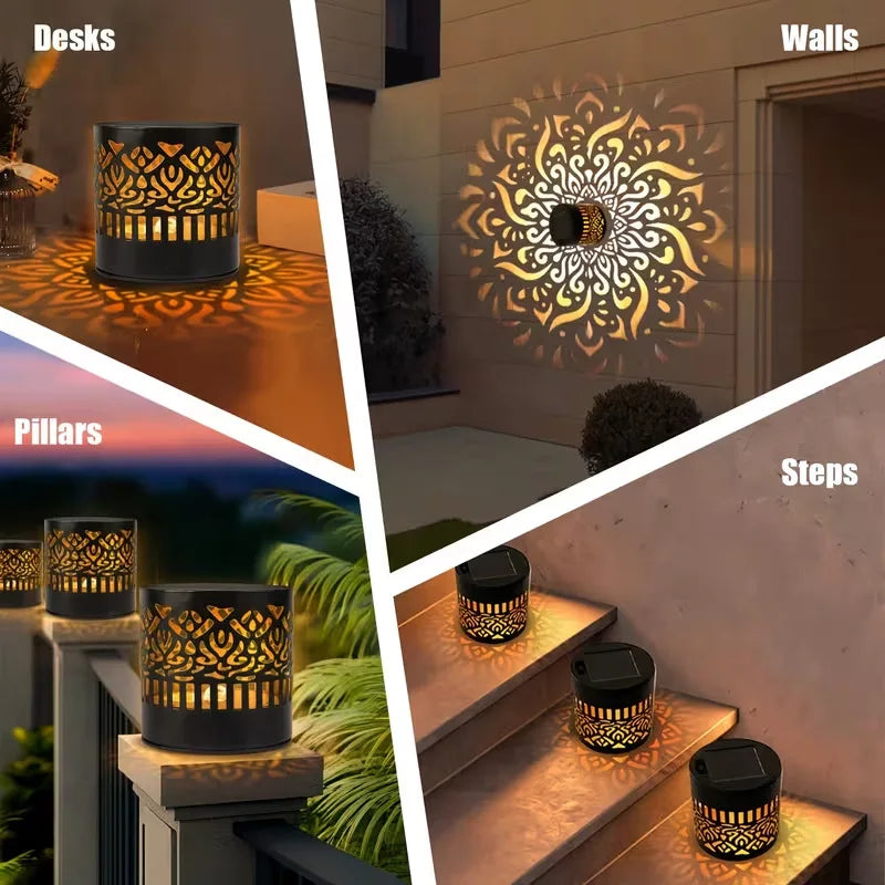 Lampada Solare da Parete LED Mandala per Esterni – Impermeabile, Luce Decorativa per Giardino, Recinzione, Terrazzo e Cortile