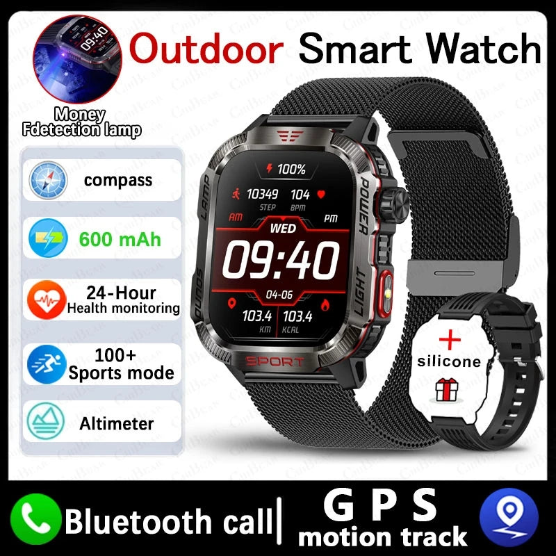 New Military GPS Smart Watch Men Flashlight Compass Waterproof