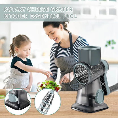 LMETJMA 3 in 1 Rotary Cheese Grater Versatile Manual Vegetable