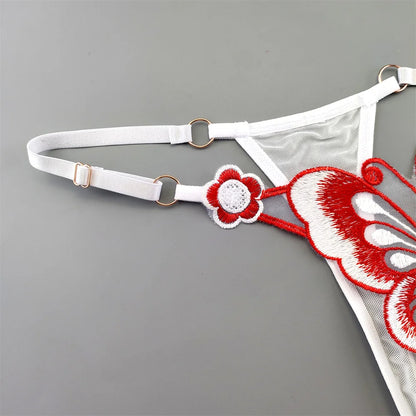 Perizomi Regolabili con Farfalla Ricamata (3 Pezzi) - Intimo Trasparente. TK