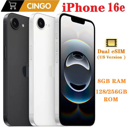 Original Used iPhone 16e 128GB/256GB Dual e-SIM 6.1'' A18 Hexa-Core 5G Face ID iphone 16 e cellphone