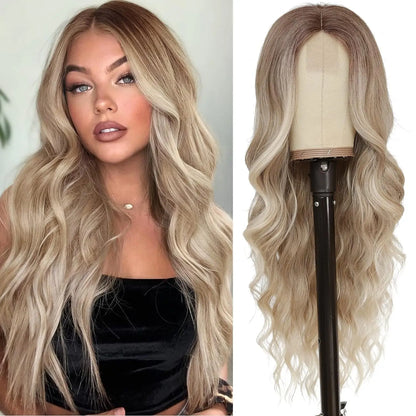 Synthetic Long Lace Ombre Blonde Wavy Wig for Women 26