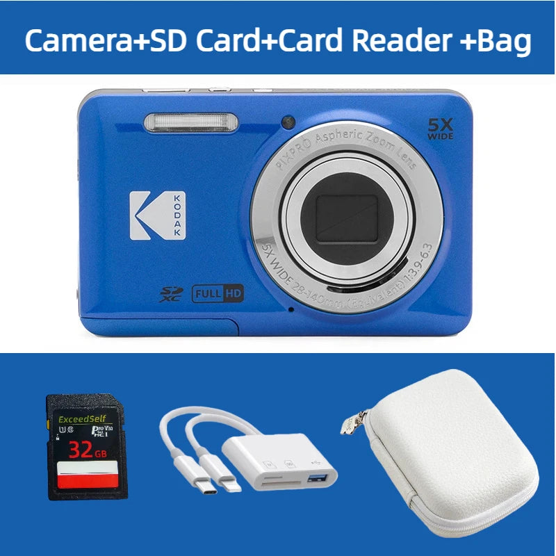 KODAK PIXPRO FZ55-RD 16MP Digital Camera 5X Optical Zoom 28mm Wide Angle 1080P Full HD Video 2.7" LCD Vlogging Camera