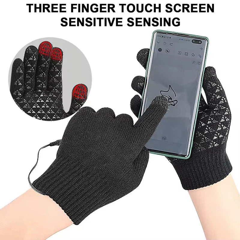 Guanti Riscaldati USB in Maglia - Touch Screen e Antiscivolo Unisex. TK