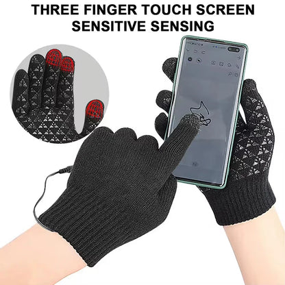 Guanti Riscaldati USB in Maglia - Touch Screen e Antiscivolo Unisex. TK