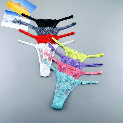Perizomi in Pizzo Trasparente Regolabili (3 Pezzi) - Intimo Basso e Sexy. TK