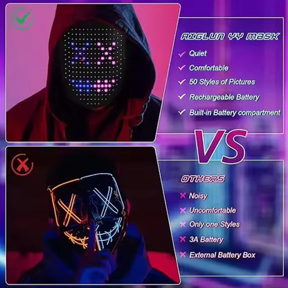 LED Mask with Gesture Sensing Light up Face Transforming