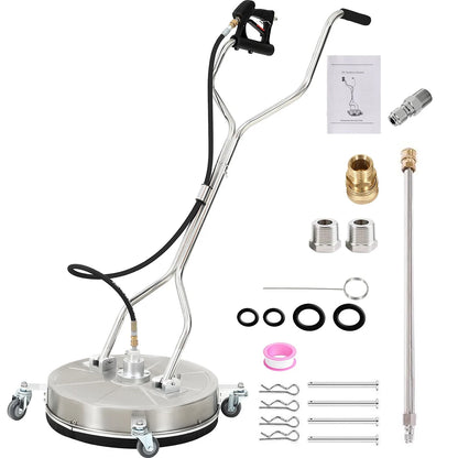Podofo 18" Flat Surface Cleaner Pressure Washer Surface Cleaner 4000PSI Washer Rotating Flat Surface Cleaning Machine 4 Wheels