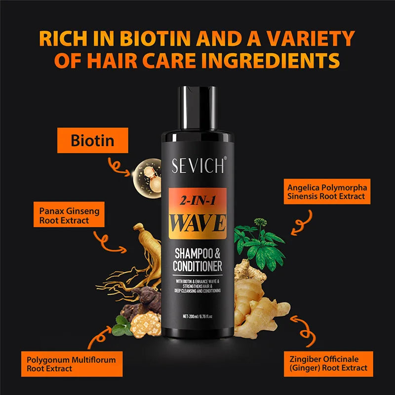 200ml Biotin Wave Shampoo 360 Style Deep Sport Waves Strong Hold Waves Control Hair Styling Paste Wavy Cream For African Men