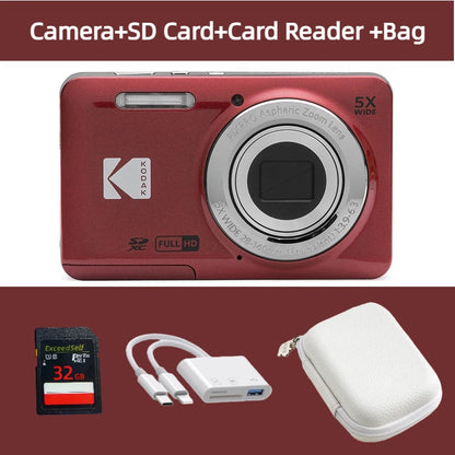 KODAK PIXPRO FZ55-RD 16MP Digital Camera 5X Optical Zoom 28mm Wide Angle 1080P Full HD Video 2.7" LCD Vlogging Camera