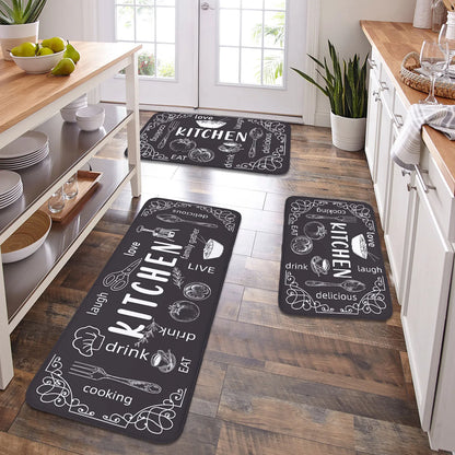 VIKAMA kitchen carpet washable, non-slip, absorbent floor mat, bathroom floor mat, absorbent kitchen mat, door mat