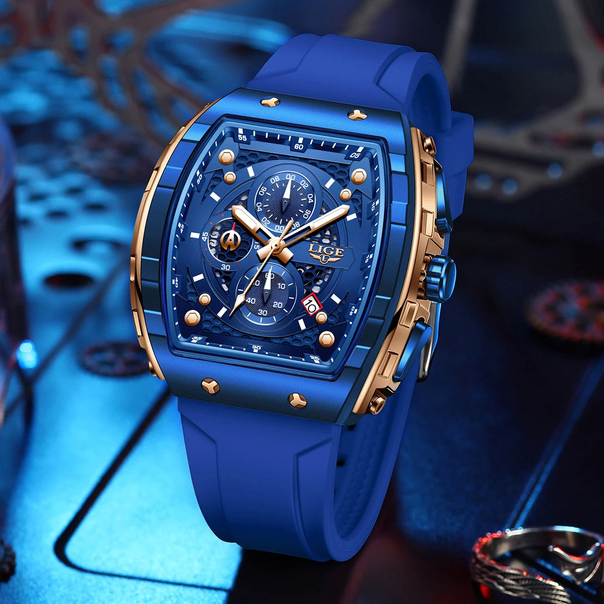 LIGE Waterproof Watches For Men Original Brand Luxury Silicone