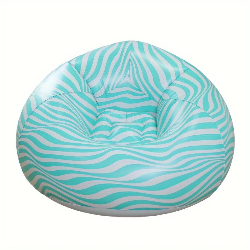 Striped Inflatable PVC Sofa， Courtyard Seat Outdoor Sofa，Indoor Outdoor Resting Chair Recliner Stool，Living Room Furniture Sofa