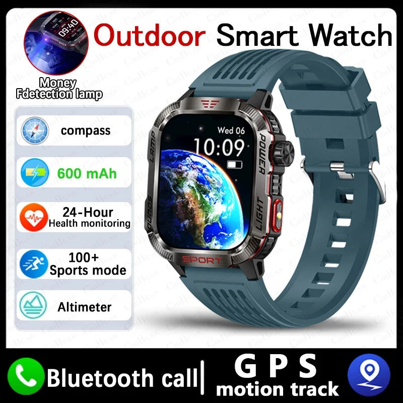 New Military GPS Smart Watch Men Flashlight Compass Waterproof