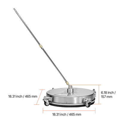SucceBuy Pressure Washer Surface Cleaner PE/Stainless Steel Pressure Washer Attachments with 4 Wheels for Concrete Patio Deck