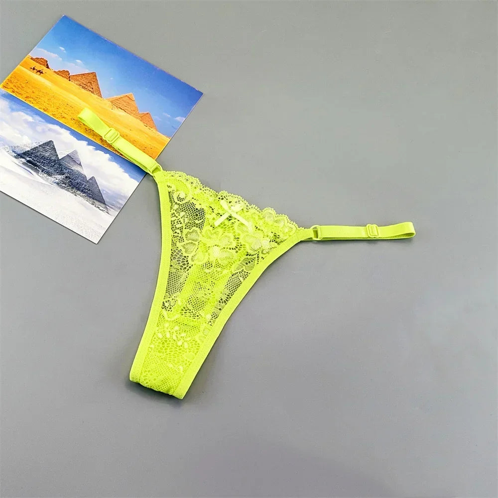 Perizomi in Pizzo Trasparente Regolabili (3 Pezzi) - Intimo Basso e Sexy. TK