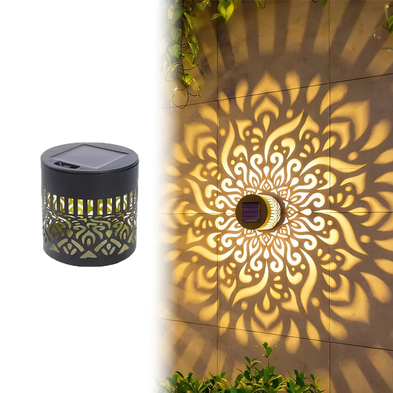 Lampada Solare da Parete LED Mandala per Esterni – Impermeabile, Luce Decorativa per Giardino, Recinzione, Terrazzo e Cortile