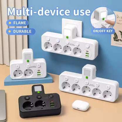 EU plug and socket 4 sockets, multi plug wall power plug and socket