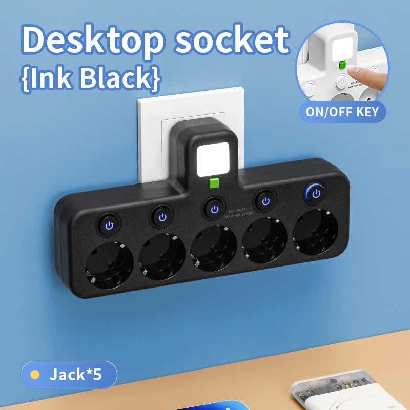 Szaoju Multipresa da Parete Standard Europeo con USB C e Interruttori Indipendenti. TK