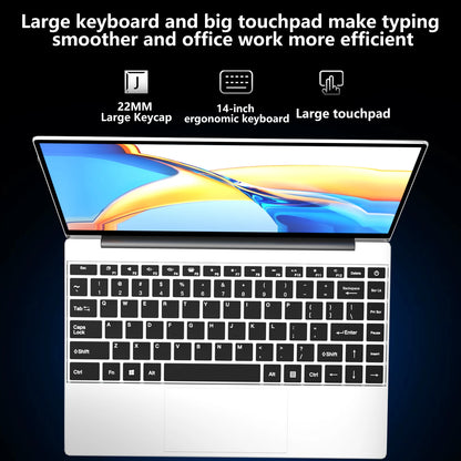 LENO Laptop 14.1” Ultra Slim | 16GB RAM 2TB SSD | Intel N3700 | Windows 11 | Full HD IPS | Notebook Leggero per Studio, Lavoro e Gaming