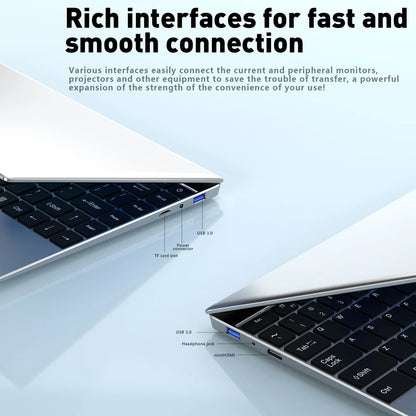 Laptop 14.1" Ultra Slim Intel N3700 16GB RAM 2TB SSD Windows 11 Notebook Portatile FHD IPS WiFi Bluetooth PC Lavoro Studio Gaming Leggero
