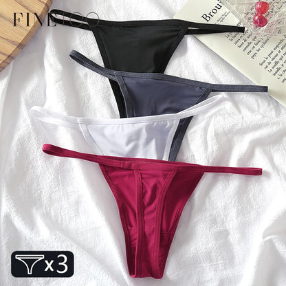 FINETOO 3Pcs/set Sexy Low-rise Thongs Women Bikini Pantie