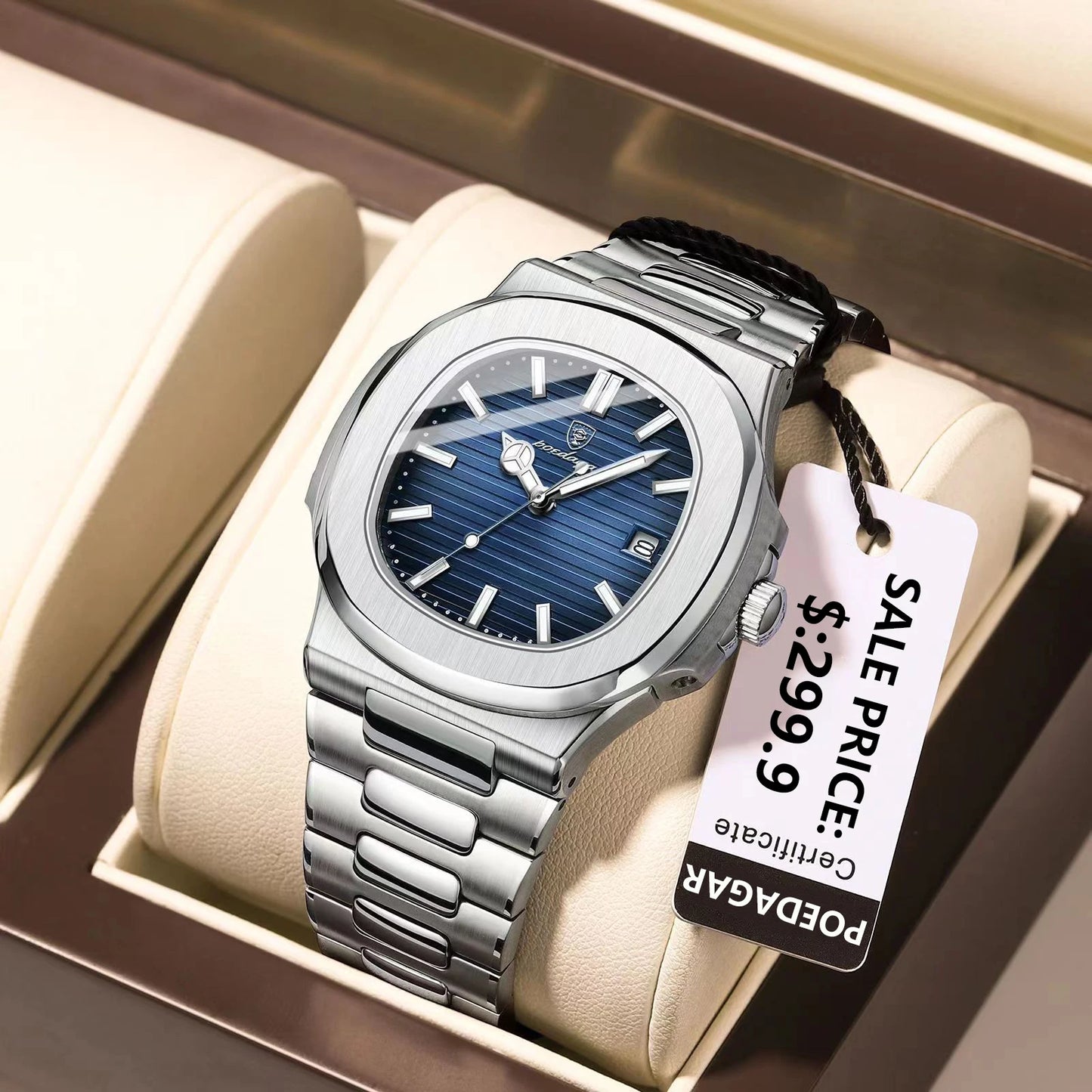 Luxury Brand Men's Quartz Wristwatch Stainless Steel Waterproof