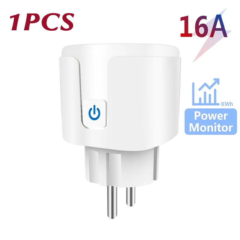 Tuya WiFi Smart Plug 16A/20A EU Smart Socket With Power Monitor Timing Smart Life Support Alexa Google Home Yandex SmartThings