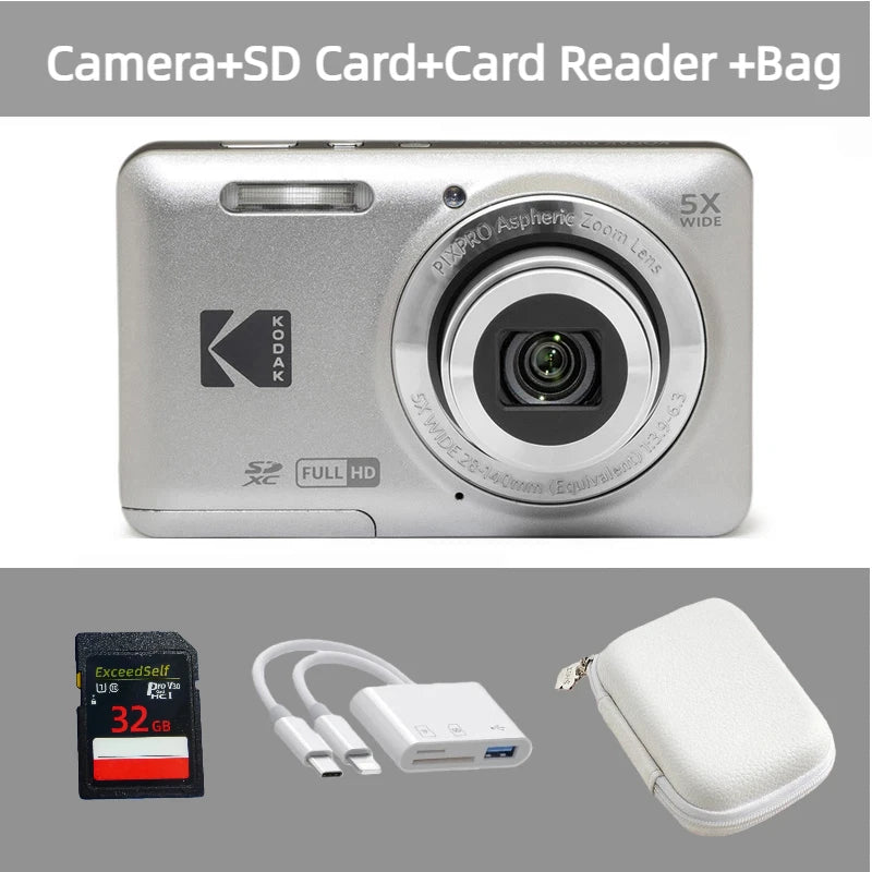 KODAK PIXPRO FZ55-RD 16MP Digital Camera 5X Optical Zoom 28mm Wide Angle 1080P Full HD Video 2.7" LCD Vlogging Camera