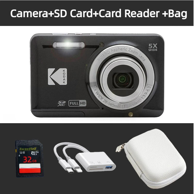 KODAK PIXPRO FZ55-RD 16MP Digital Camera 5X Optical Zoom 28mm Wide Angle 1080P Full HD Video 2.7" LCD Vlogging Camera