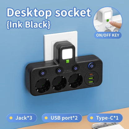 Szaoju Multipresa da Parete Standard Europeo con USB C e Interruttori Indipendenti. TK
