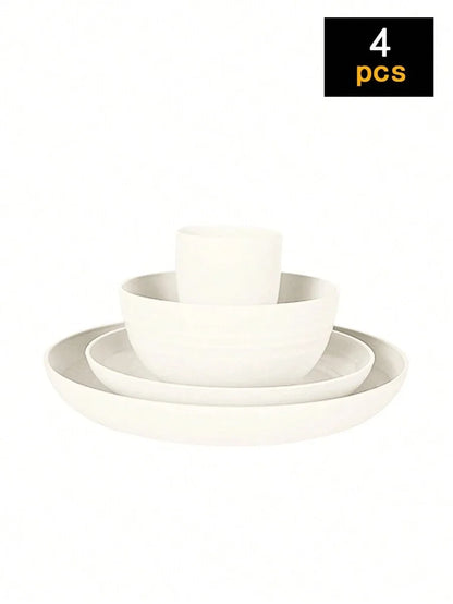 4/16/24pcs Reusable plastic tableware set, including plates, bowls and cups. Suitable for family picnics and school supplies