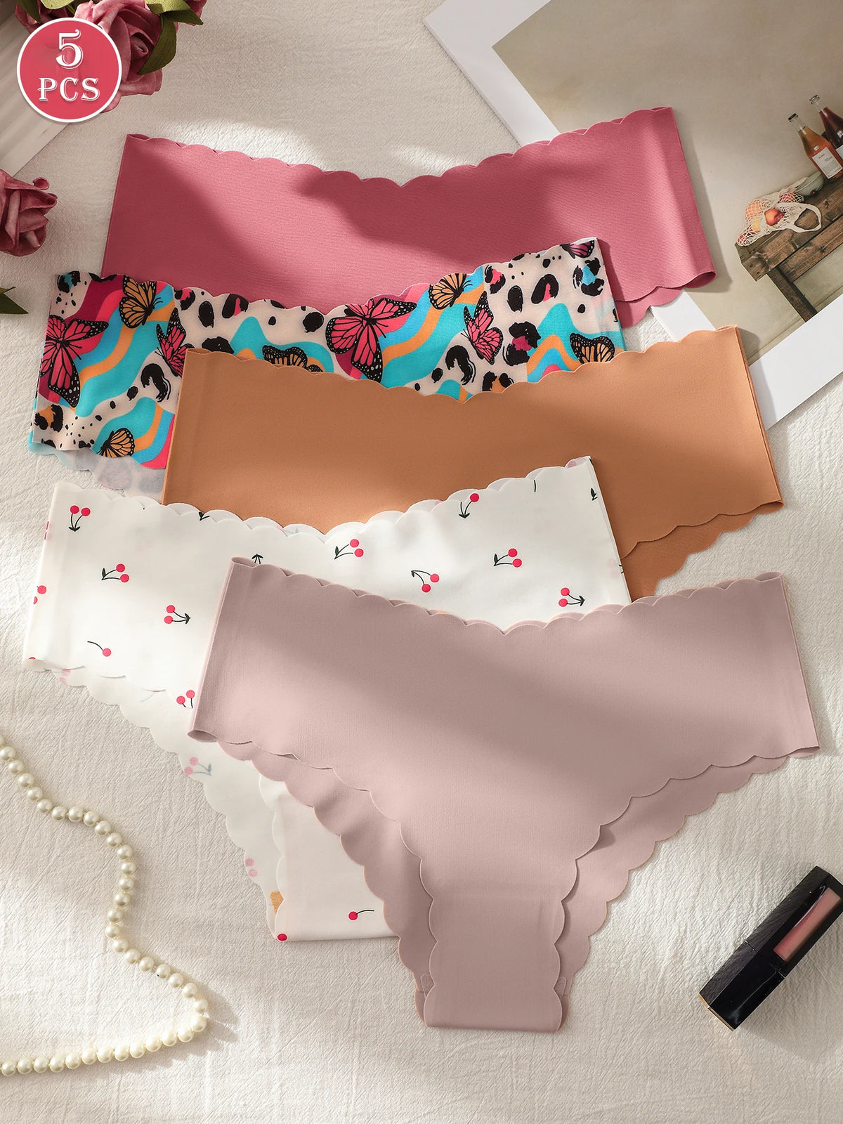 Mutandine Senza Cuciture da Donna Invisibili (5 Pezzi) - Slip Bikini Elasticizzati. TK