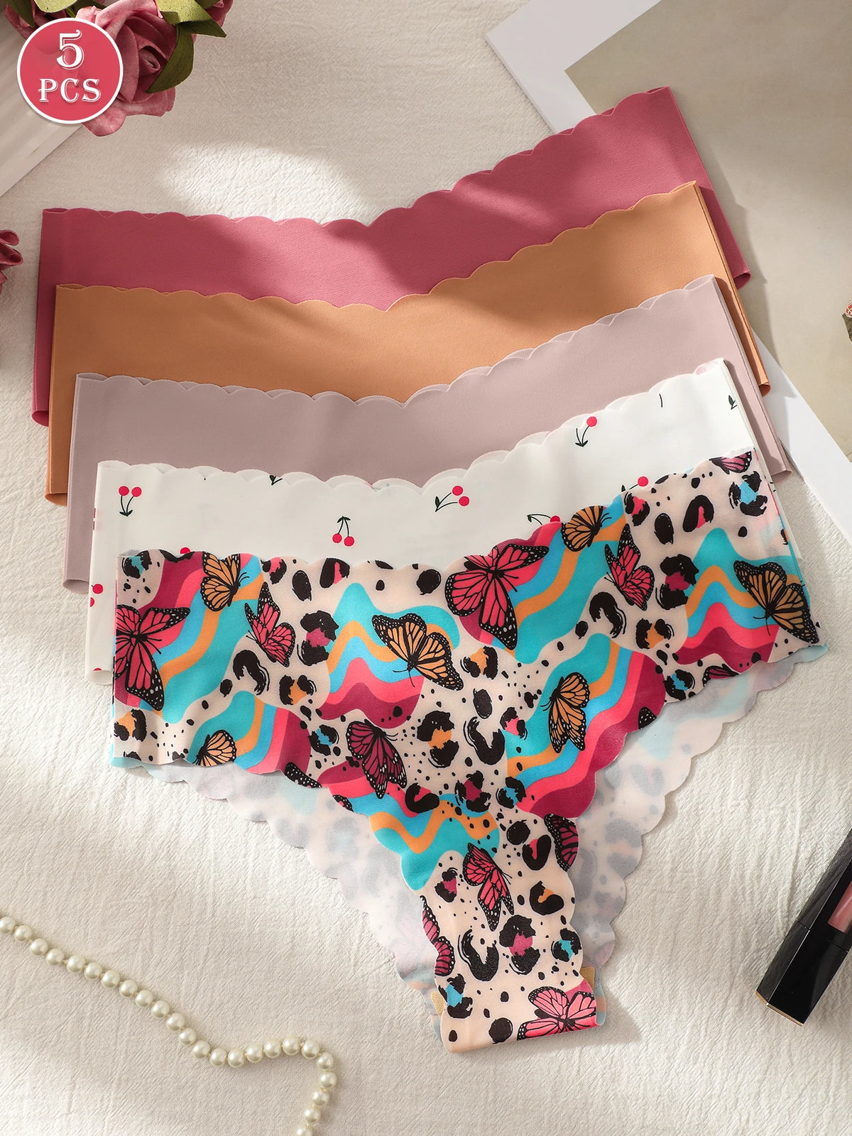Mutandine Senza Cuciture da Donna Invisibili (5 Pezzi) - Slip Bikini Elasticizzati. TK
