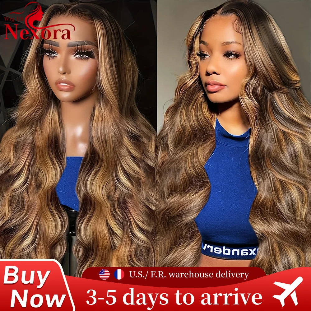 13x4 13x6 HD Lace Front Wigs 220% Density P4/27 Highlight Body Wave Human Hair Wigs 36 Inch Pre Plucked Brazilian Human wigs