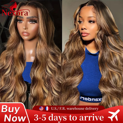13x4 13x6 HD Lace Front Wigs 220% Density P4/27 Highlight Body Wave Human Hair Wigs 36 Inch Pre Plucked Brazilian Human wigs