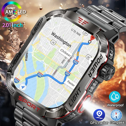 New Military GPS Smart Watch Men Flashlight Compass Waterproof