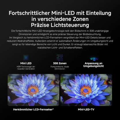XIAOMI S MINI 55" QD-Mini LED 144Hz 4K UHD Smart TV Dolby Vision® IQ Dolby Atmos® Google TV L55MA-SPLEU