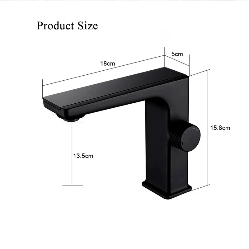 Digital Display Bathroom Basin Faucet Intelligent LED Brass Deck