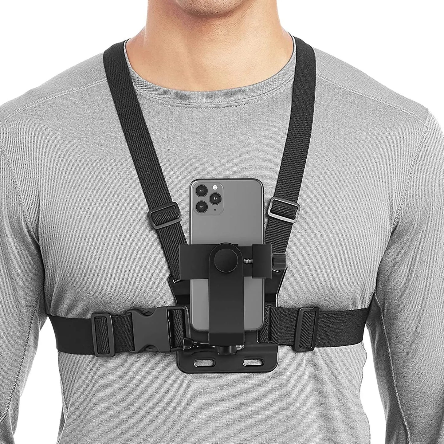 1 PC Adjustable Phone Clip Holder With Chest Strap Fixation Bracket