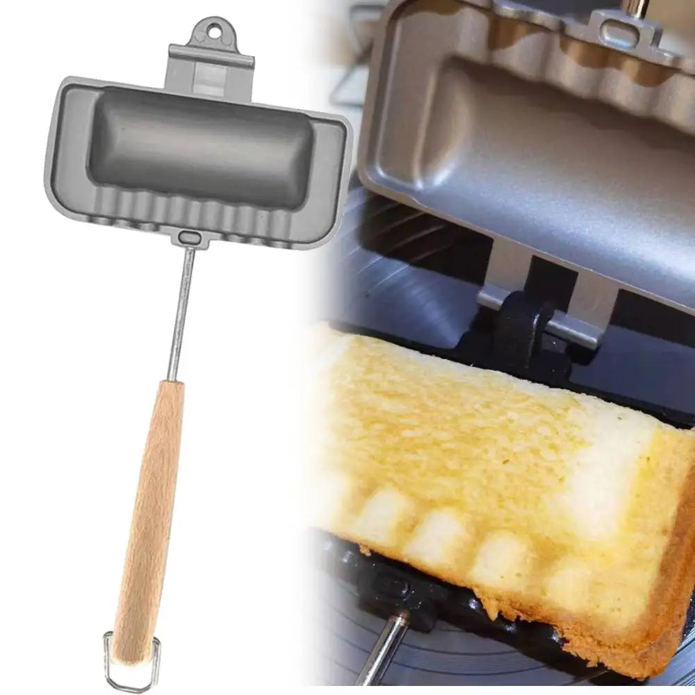 Double-Sided Sandwich Maker Pan – Non-Stick Flip Breakfast Toastie Maker for Sandwiches Hot Dogs, Omelettes, Pancakes & Camping Cooking