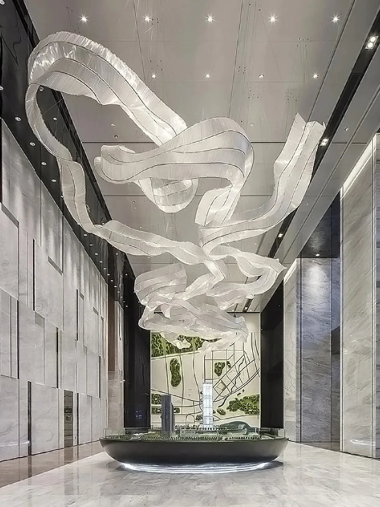 Hotel Living Room Hanging Led Chandelier Hotel Restaurant Large Led Chandelier Modern Pendant Light Glass Lights Luxury Lobby