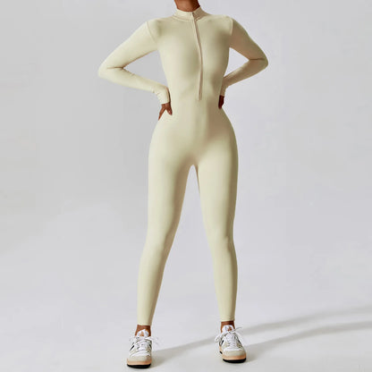 SWELTERING Tuta Intera da Yoga a Maniche Lunghe con Cerniera. TK