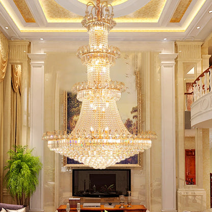 Luxury Living Room Crystal Chandelier Staircase European-Style Large Chandelier Hotel Lobby Villa High Ceiling Lighting Lustre